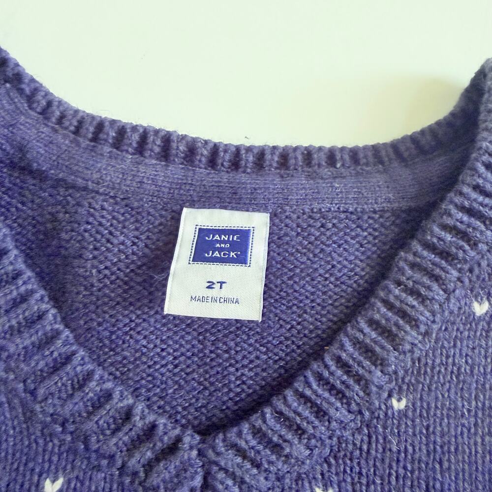 Janie and Jack Navy Birdseye Combed Cotton Sweater Vest 2T - Picture 4 of 5